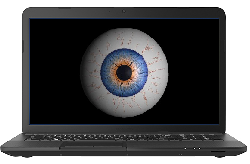 Bild von einem Lauptop-Computer mit einem beobachtenden Auge